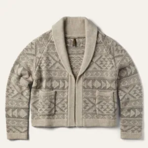 STETSON Cropped Shawl Collar Cardigan Wool Blend Size Medium