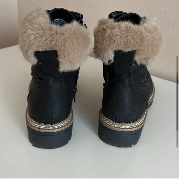 Steve Madden Black Faux Fur Combat Boots 6.5