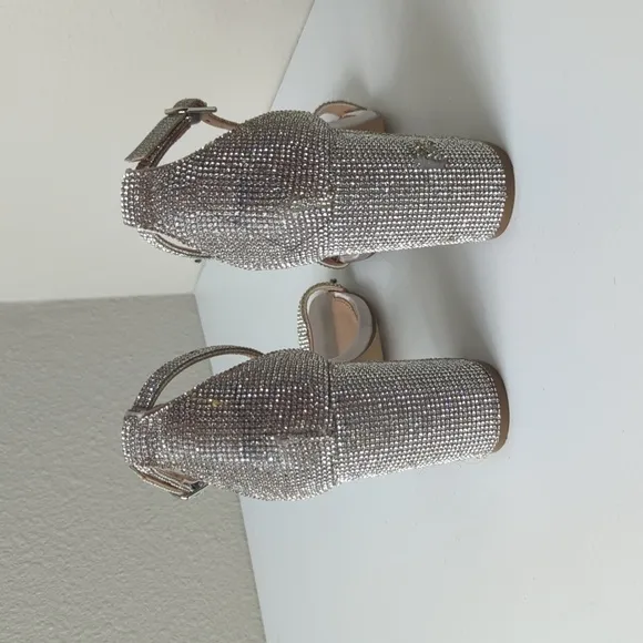 Steve Madden CARRSON RHINESTONES Heels Women's 8 Silver Shoes