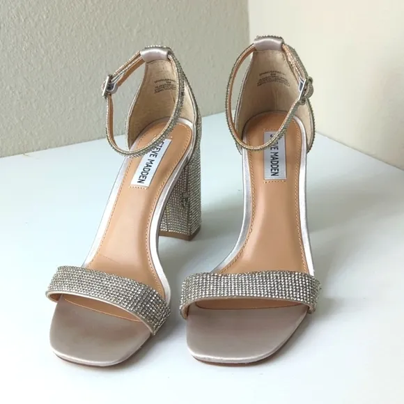 Steve Madden CARRSON RHINESTONES Heels Women's 8 Silver Shoes