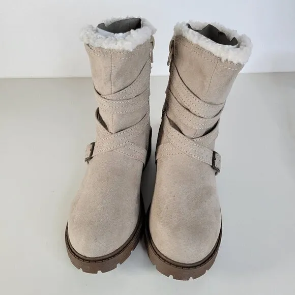 STEVE MADDEN Cozy Boots Taupe | 1 Little Kid Girl - NEW