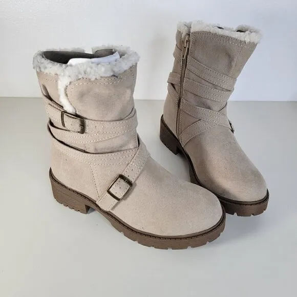 STEVE MADDEN Cozy Boots Taupe | 1 Little Kid Girl - NEW