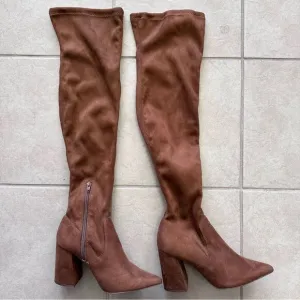 Steve Madden Jacoby Brown Pointed Toe Over-The-Knee Thigh-High Boots