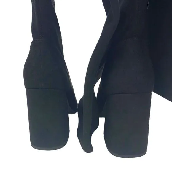 STEVE MADDEN Tava Black Over the Knee Boots 10 Block Heel Suede