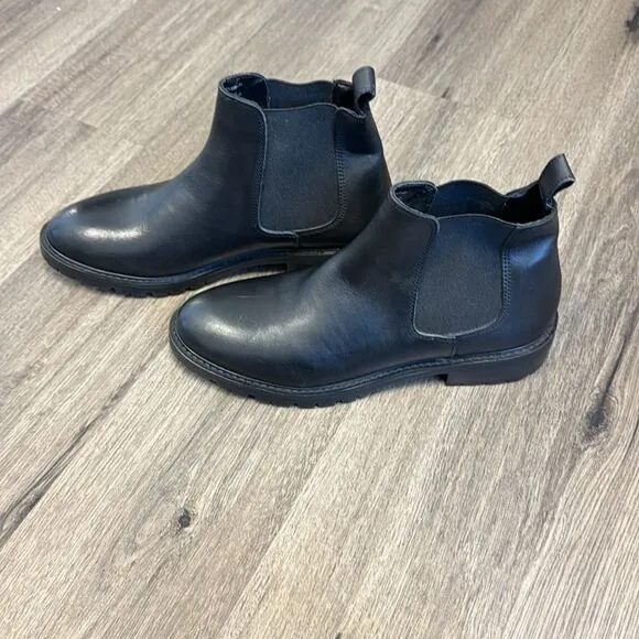 Steve Madden Women's Leopold Chelsea Boots Black LeatherSize 8.5