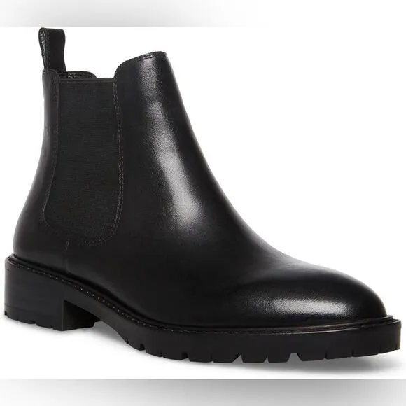 Steve Madden Women's Leopold Chelsea Boots Black LeatherSize 8.5