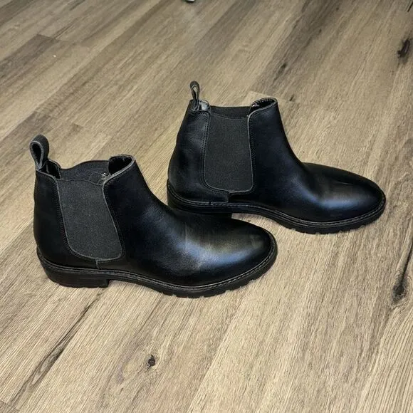 Steve Madden Women's Leopold Chelsea Boots Black LeatherSize 8.5