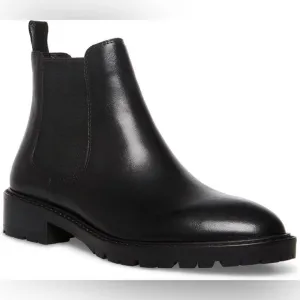 Steve Madden Women's Leopold Chelsea Boots Black LeatherSize 8.5