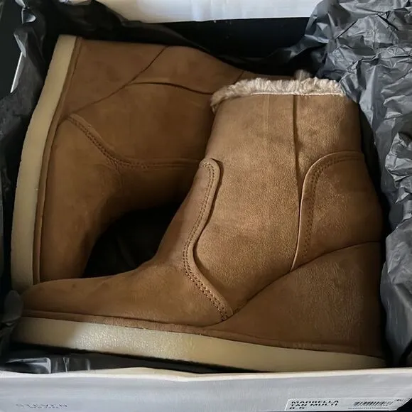 STEVEN NEW YORK MARBELLA FAUX LEATHER HEEL ANKLE BOOTS tan 8.5