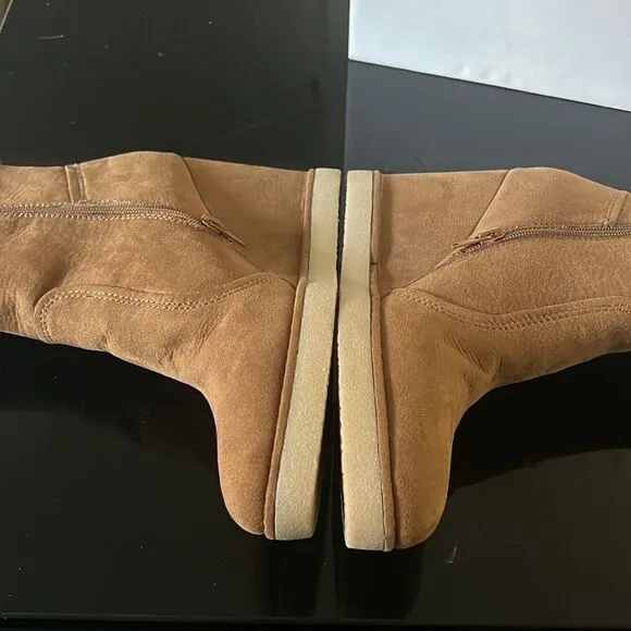 STEVEN NEW YORK MARBELLA FAUX LEATHER HEEL ANKLE BOOTS tan 8.5