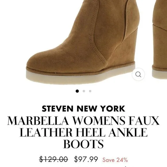 STEVEN NEW YORK MARBELLA FAUX LEATHER HEEL ANKLE BOOTS tan 8.5
