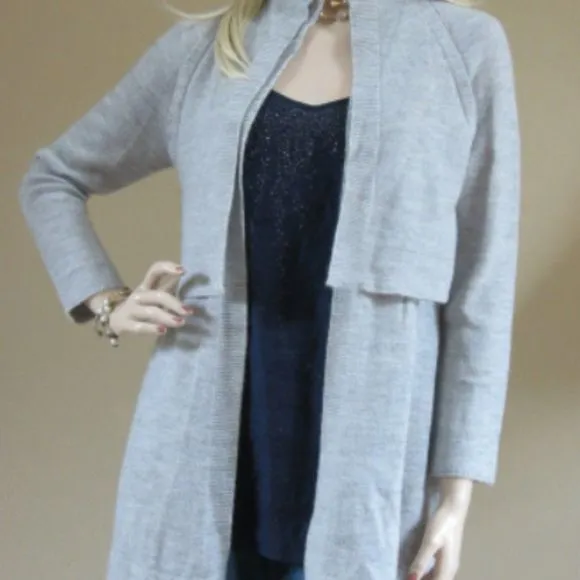 St. John Light Gray Alpaca Wool Sweater‎ Coat