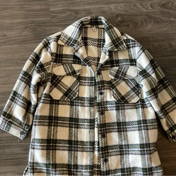 Storets Plaid Maxi Coat Cream and Black- NWOT