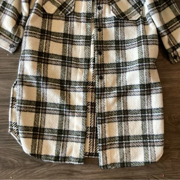 Storets Plaid Maxi Coat Cream and Black- NWOT