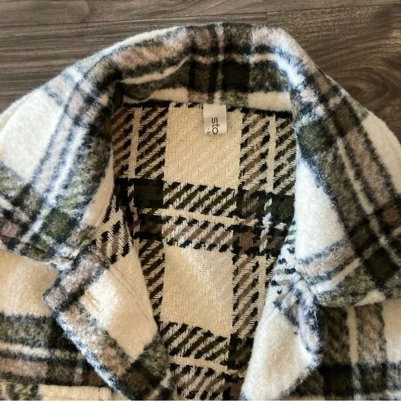 Storets Plaid Maxi Coat Cream and Black- NWOT