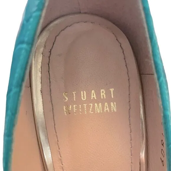Stuart Weitzman Aqua Leather Alligator Pattern Pumps