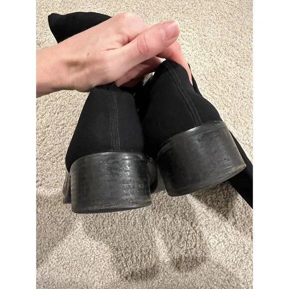 STUART WEITZMAN Black Alligator Patent Leather Block Heel Knee High Boots 8