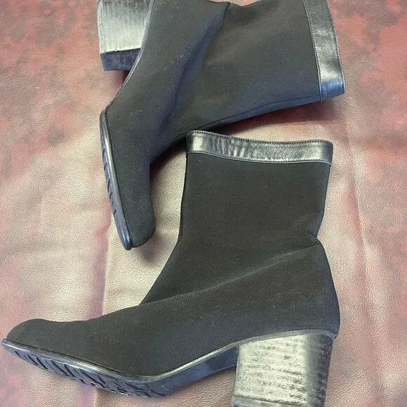 Stuart‎ Weitzman black goreit gore-tex boots mid calf heel size 8