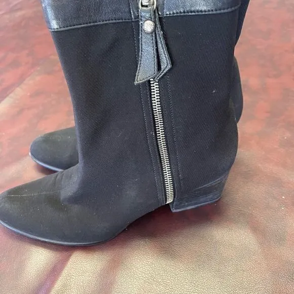 Stuart‎ Weitzman black goreit gore-tex boots mid calf heel size 8