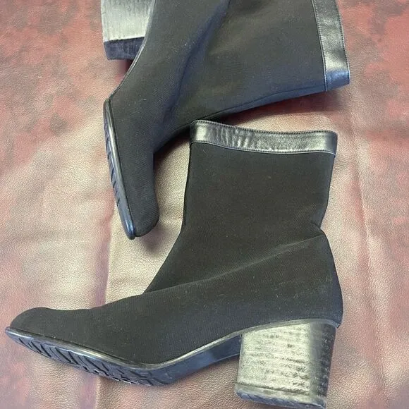Stuart‎ Weitzman black goreit gore-tex boots mid calf heel size 8