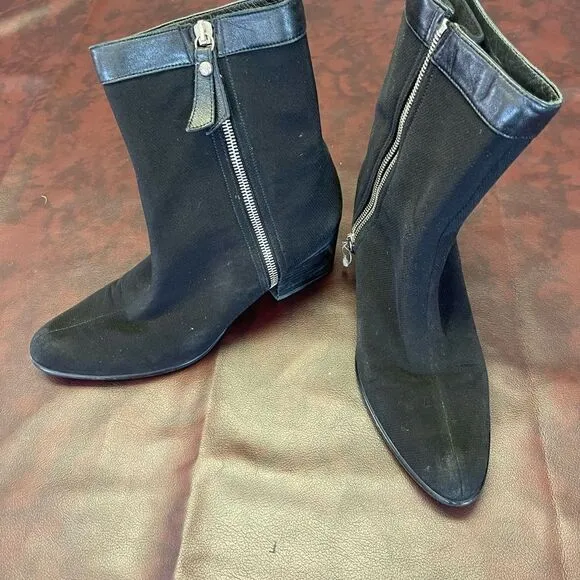 Stuart‎ Weitzman black goreit gore-tex boots mid calf heel size 8