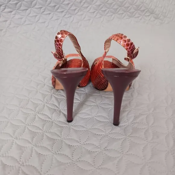 Stuart Weitzman multi color snakeskin embossed leather pumps