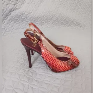 Stuart Weitzman multi color snakeskin embossed leather pumps