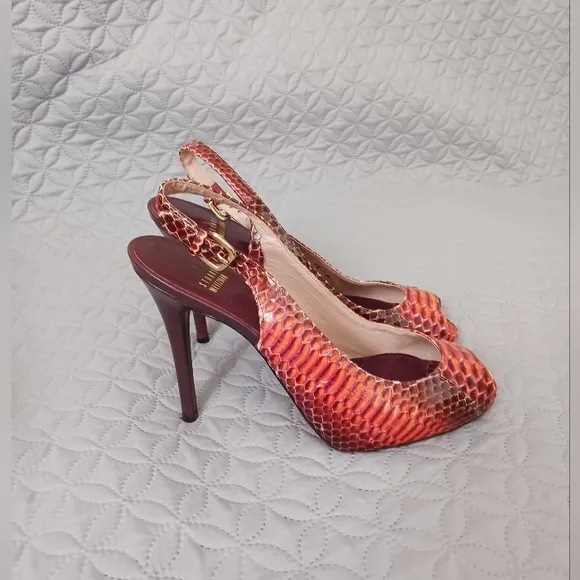 Stuart Weitzman multi color snakeskin embossed leather pumps