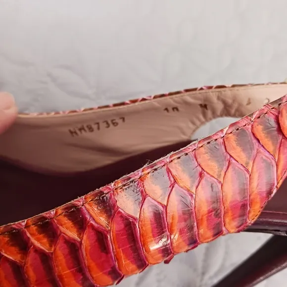 Stuart Weitzman multi color snakeskin embossed leather pumps