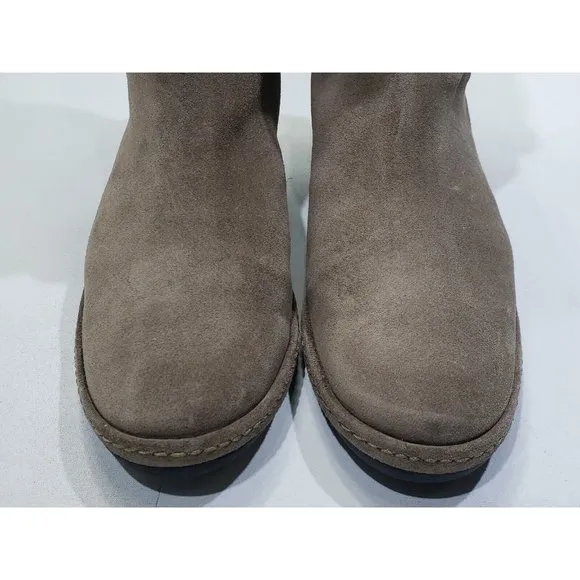 Stuart Weitzman Suede Leather Mid-Calf Boots Brown Slouchy Faux Fur Taupe 7M