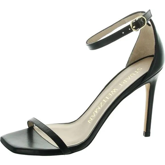 Stuart Weitzman Womens Black Leather Heels Shoes NWOB