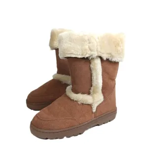 Style &amp; Co Witty Winter Boots Womens 9 Chestnut Tan Suede   Faux Fur Booties