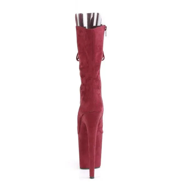 Suede Platform Peep Toe Lace Up High Heel Boots