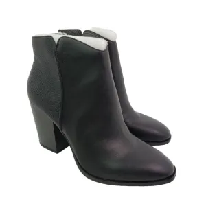 Sun   Stone Graceyy Womens Size 11 Black Faux Leather Block Heel Ankle Boots