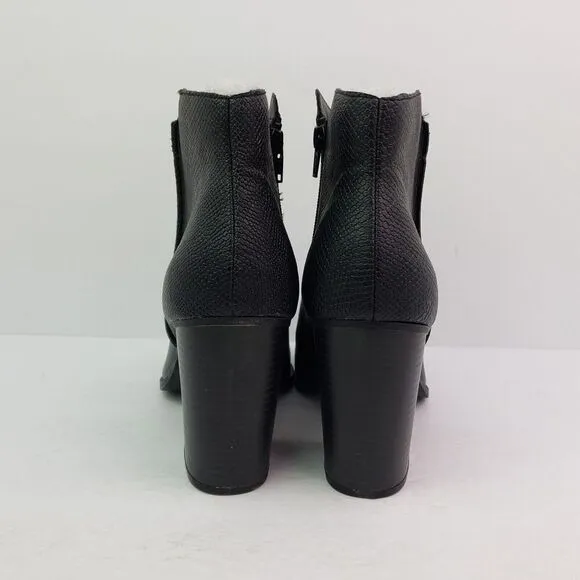Sun   Stone Graceyy Womens Size 11 Black Faux Leather Block Heel Ankle Boots