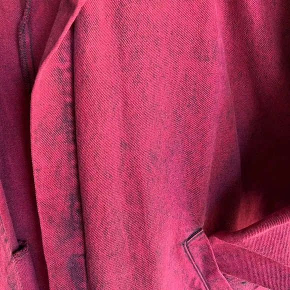 Sundance Denim Burgundy Open Front Long Denim Coat Duster Size S