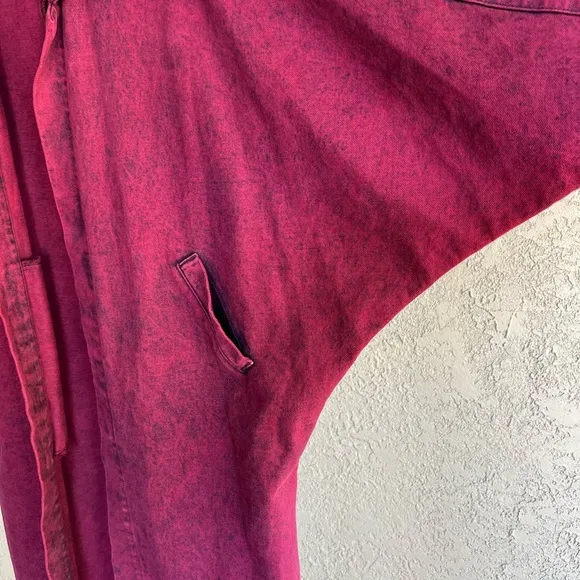 Sundance Denim Burgundy Open Front Long Denim Coat Duster Size S