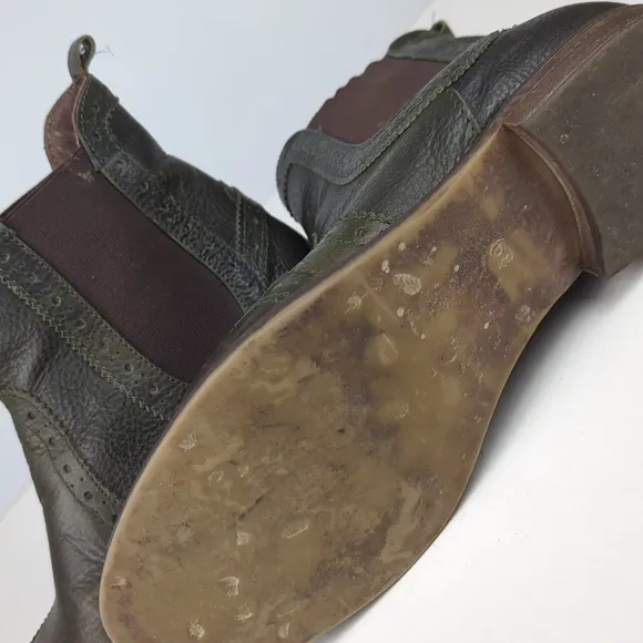 SUNDANCE Women's Green Cobbled Leather Ankle Boots