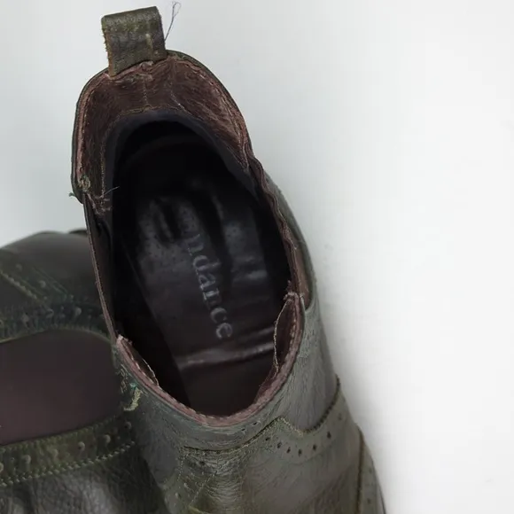 SUNDANCE Women's Green Cobbled Leather Ankle Boots