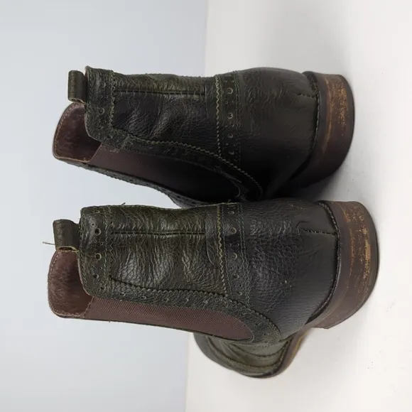 SUNDANCE Women's Green Cobbled Leather Ankle Boots
