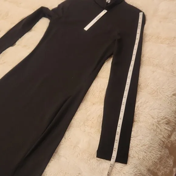 Susana Monaco Long Sleeve Turtleneck Slit Midi Dress black size S