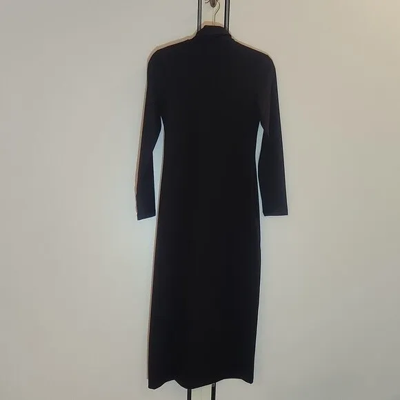 Susana Monaco Long Sleeve Turtleneck Slit Midi Dress black size S
