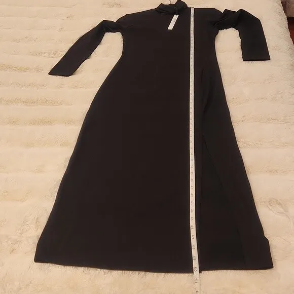 Susana Monaco Long Sleeve Turtleneck Slit Midi Dress black size S