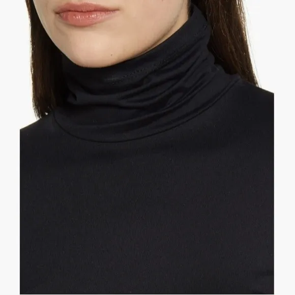 Susana Monaco Long Sleeve Turtleneck Slit Midi Dress black size S