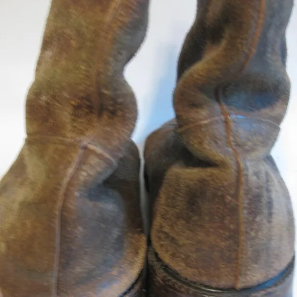 Sz 13 Men's Italian Brown Distressed Leather Mid Calf Boots
