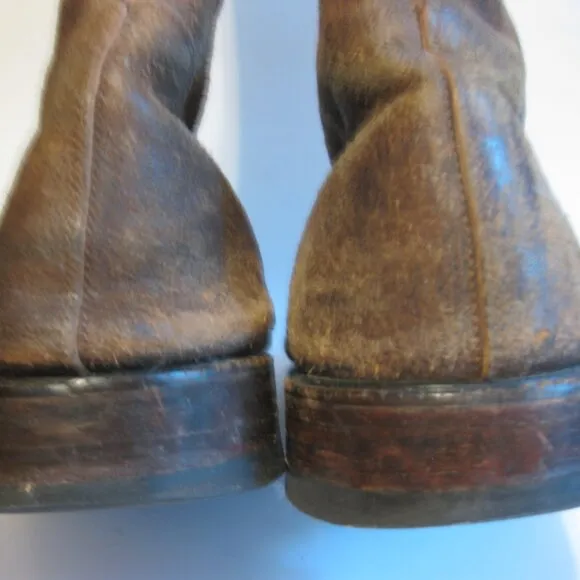 Sz 13 Men's Italian Brown Distressed Leather Mid Calf Boots