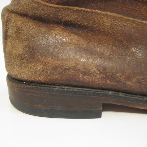 Sz 13 Men's Italian Brown Distressed Leather Mid Calf Boots