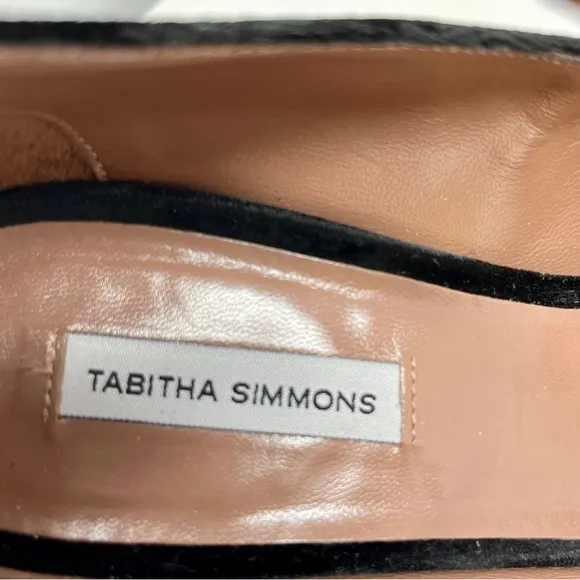 TABITHA SIMMONS Black Velvet Martha Mary Jane Size 38.8 8.5  Shoes Block Heel