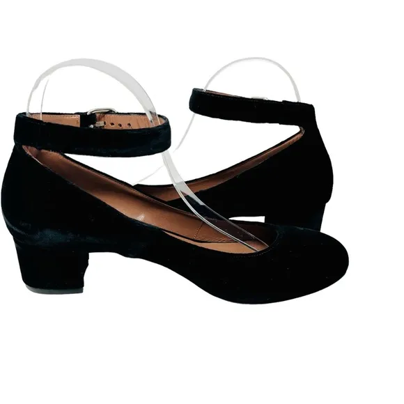 TABITHA SIMMONS Black Velvet Martha Mary Jane Size 38.8 8.5  Shoes Block Heel