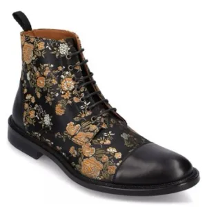 TAFT Men’s Jack Cap Toe Handcrafted Embroidered Black Boots- Size 12